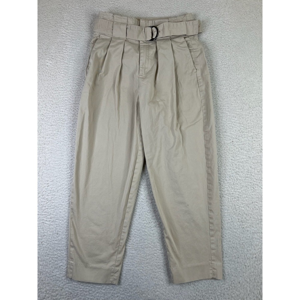 Banana Republic Womens 4 Beige Belted Pleated‎ Tapered Crop Pants 546187-03